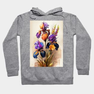 Irises flowers watercolor Hoodie